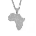 Collier africain homme, carte de l'Afrique couleur or