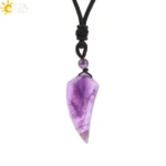 Collier surfeur homme, pendentif dent de requin en Améthyste